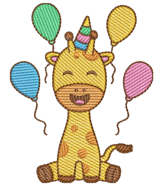 Matriz de Bordado Girafa de Aniversário